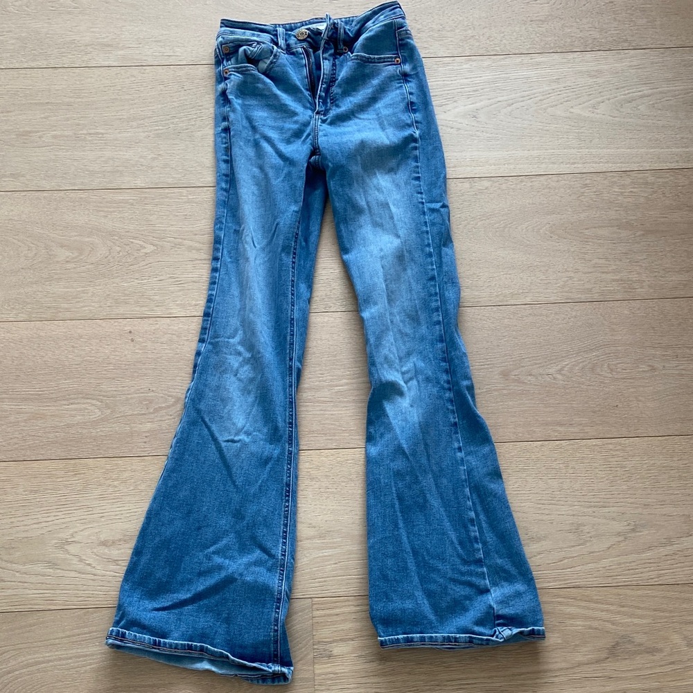Garage Medium Blue Flare Jeans with Wide Leg
